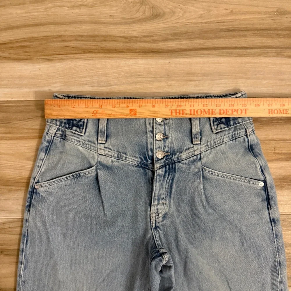 Free People We The Free Super Sweep Wide Leg Jeans Light Wash Blue Denim S - Picture 6 of 8